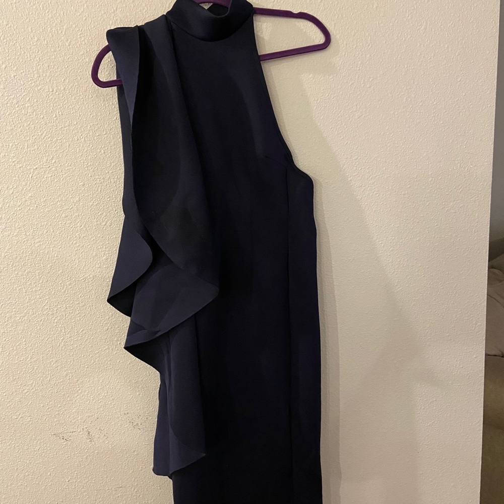 Navy blue mididress with ruffles
